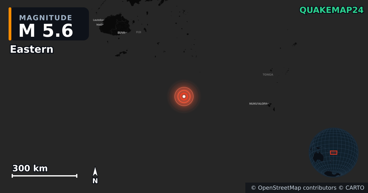 M5.6 earthquake near Eastern on Dec 2, 2025 — map of epicenter and shaking intensity | QuakeMap24