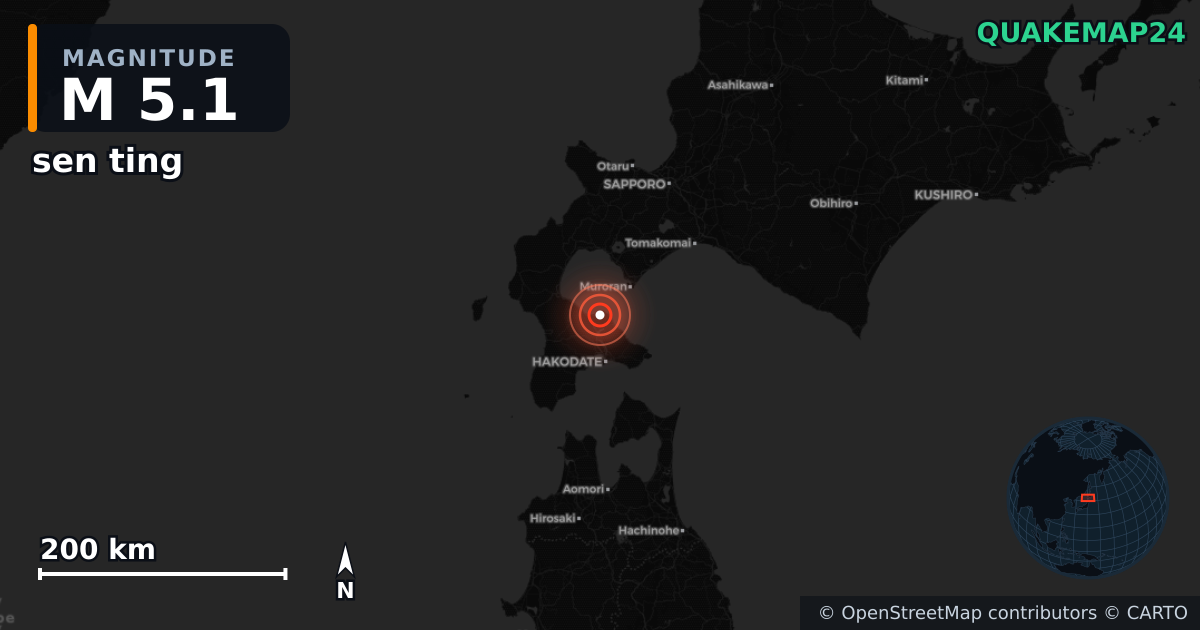 M5.1 earthquake near sen ting on Aug 18, 2025 — map of epicenter and shaking intensity | QuakeMap24