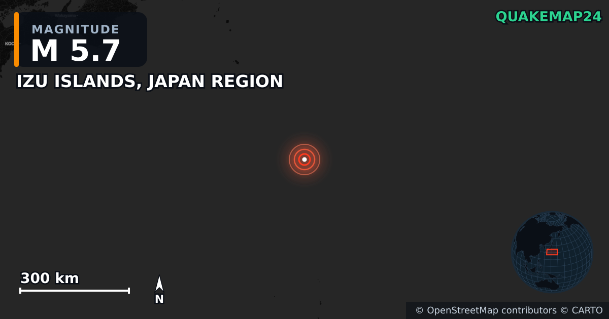 Erdbeben M5,7 bei IZU ISLANDS, JAPAN REGION · 2026-06-01 — Karte der Lage des Epizentrums