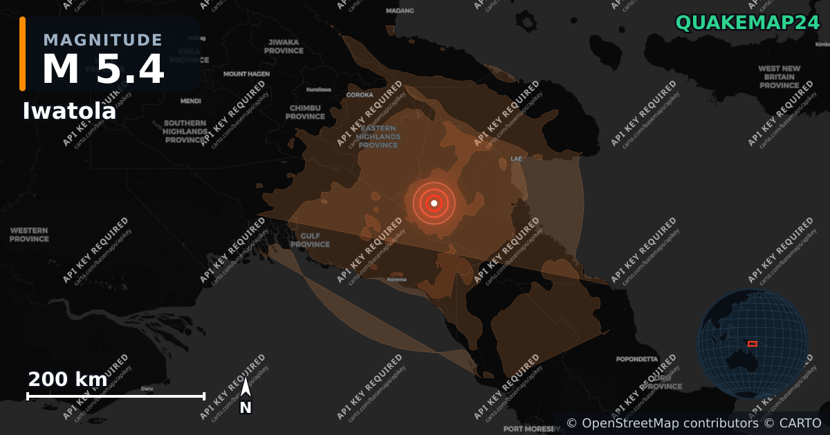 M5.4 earthquake near Iwatola on Sep 2, 2026 — map of epicenter and shaking intensity | QuakeMap24