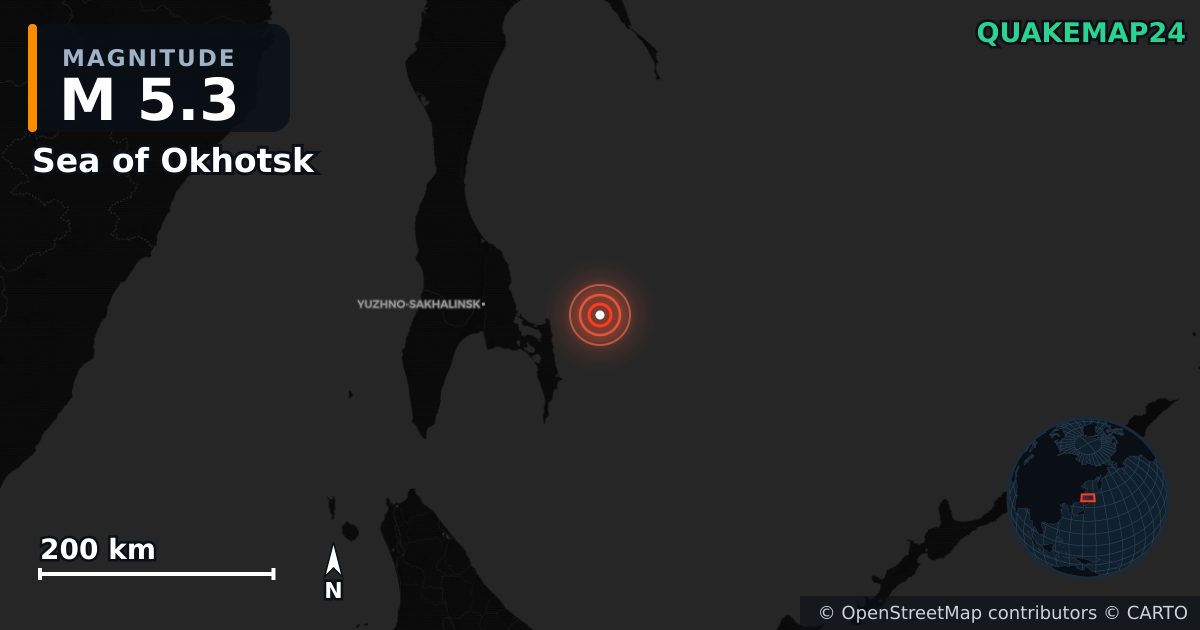 Erdbeben M5,3 bei Sea of Okhotsk · 2026-01-28 — Karte der Lage des Epizentrums