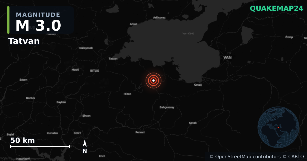 Erdbeben M3,0 bei EASTERN TURKEY (Türkei) · 2025-12-24 — Karte der Lage des Epizentrums