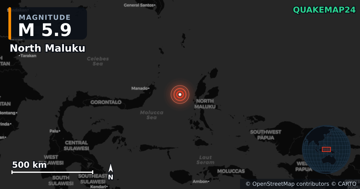 Erdbeben M5,9 bei North Maluku (Indonesien) · 2026-04-02 — Karte der Lage des Epizentrums