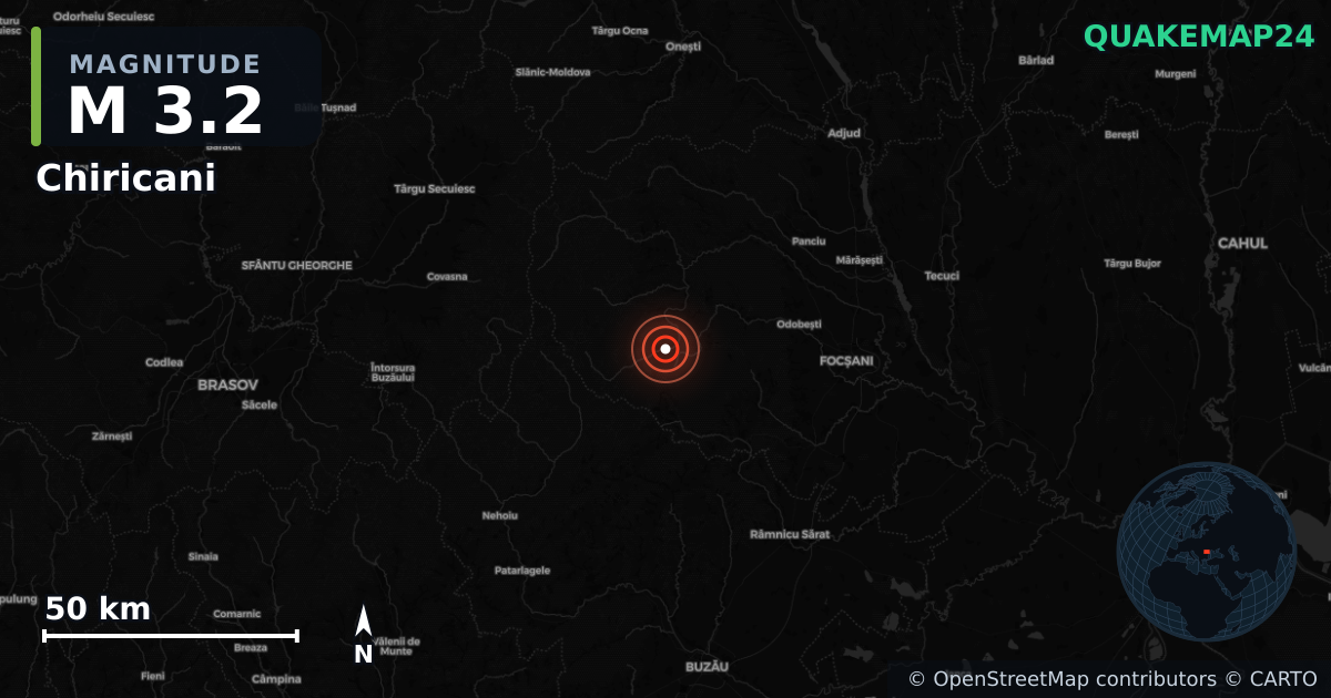 M3.2 earthquake near Chiricani on Jan 30, 2026 — map of epicenter and shaking intensity | QuakeMap24