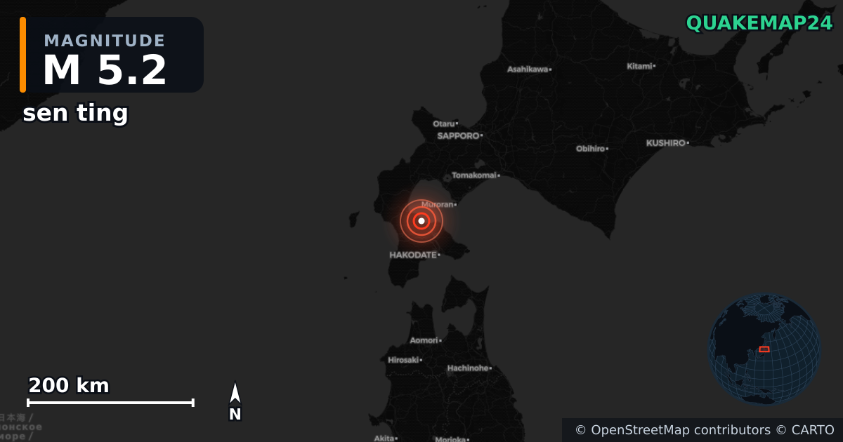 M5.2 earthquake near sen ting on Aug 18, 2025 — map of epicenter and shaking intensity | QuakeMap24