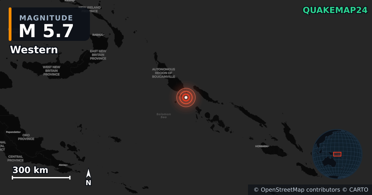 M5.7 earthquake near Western on May 2, 2025 — map of epicenter and shaking intensity | QuakeMap24