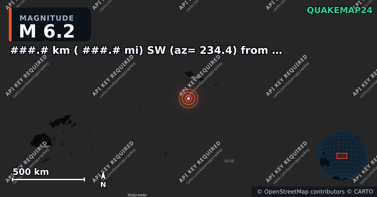 M6.2 earthquake near ###.# km ( ###.# mi) SW (az= 234.4) from San Miguel Is., CA on Mar 22, 2026 — map of epicenter and shaking intensity | QuakeMap24