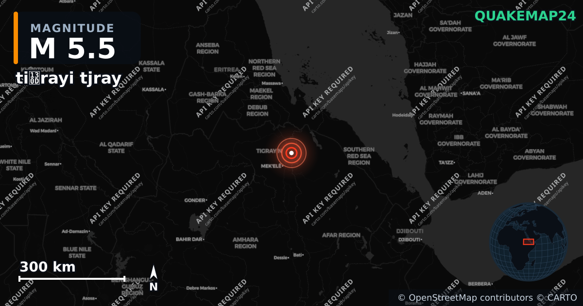 M5.5 earthquake near tiግrayi tjray on Oct 11, 2025 — map of epicenter and shaking intensity | QuakeMap24