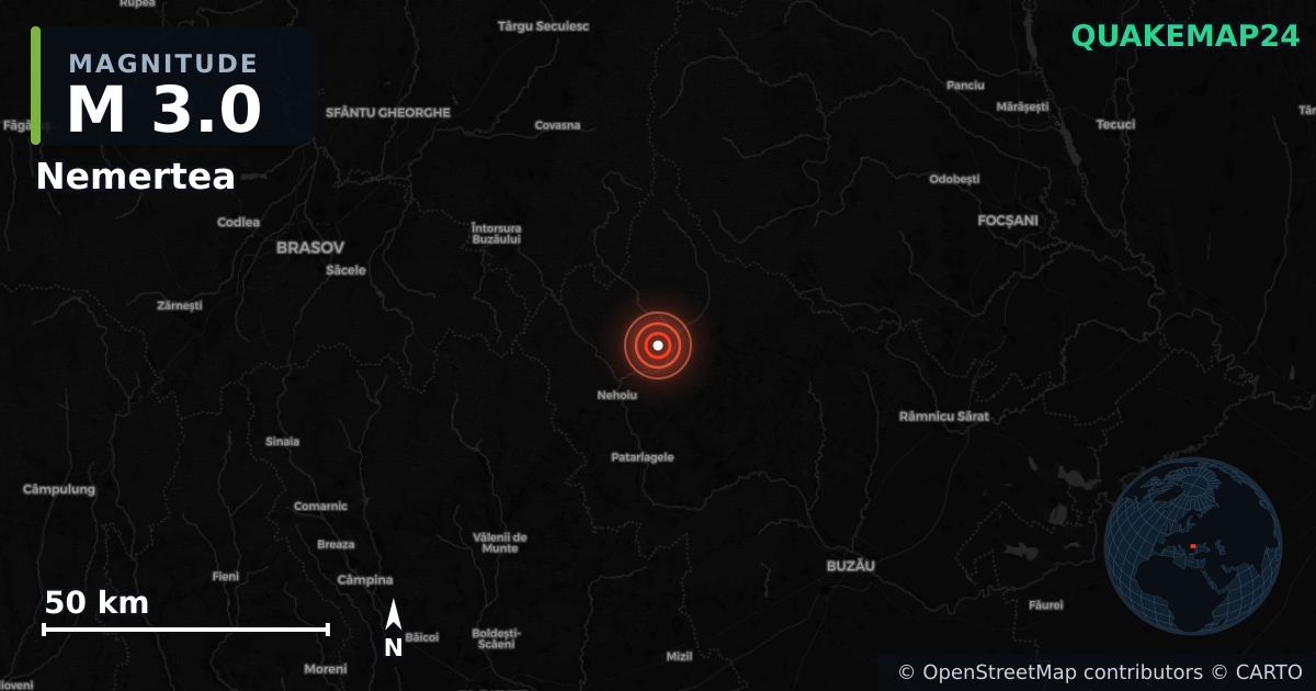 M3.0 earthquake near Nemertea on Feb 10, 2026 — map of epicenter and shaking intensity | QuakeMap24