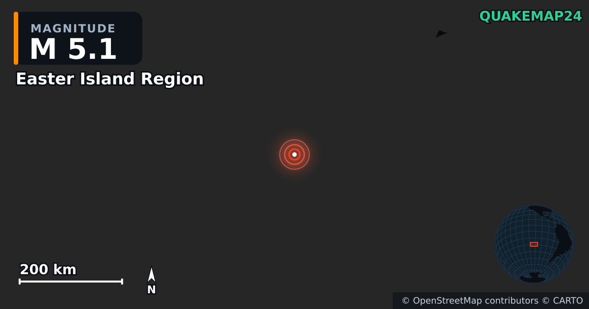 Σεισμός M5,1 κοντά στο Easter Island Region · 2025-07-20 — Χάρτης της θέσης του επικέντρου