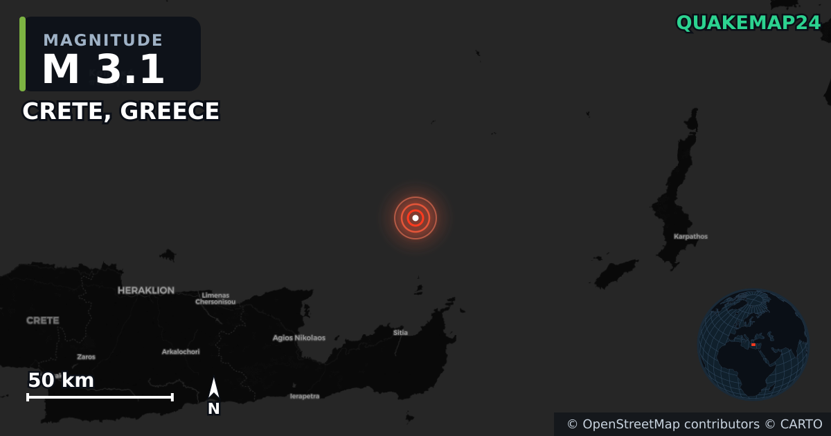 Erdbeben M3,2 bei Greece (Griechenland) · 2026-09-10 — Karte der Lage des Epizentrums
