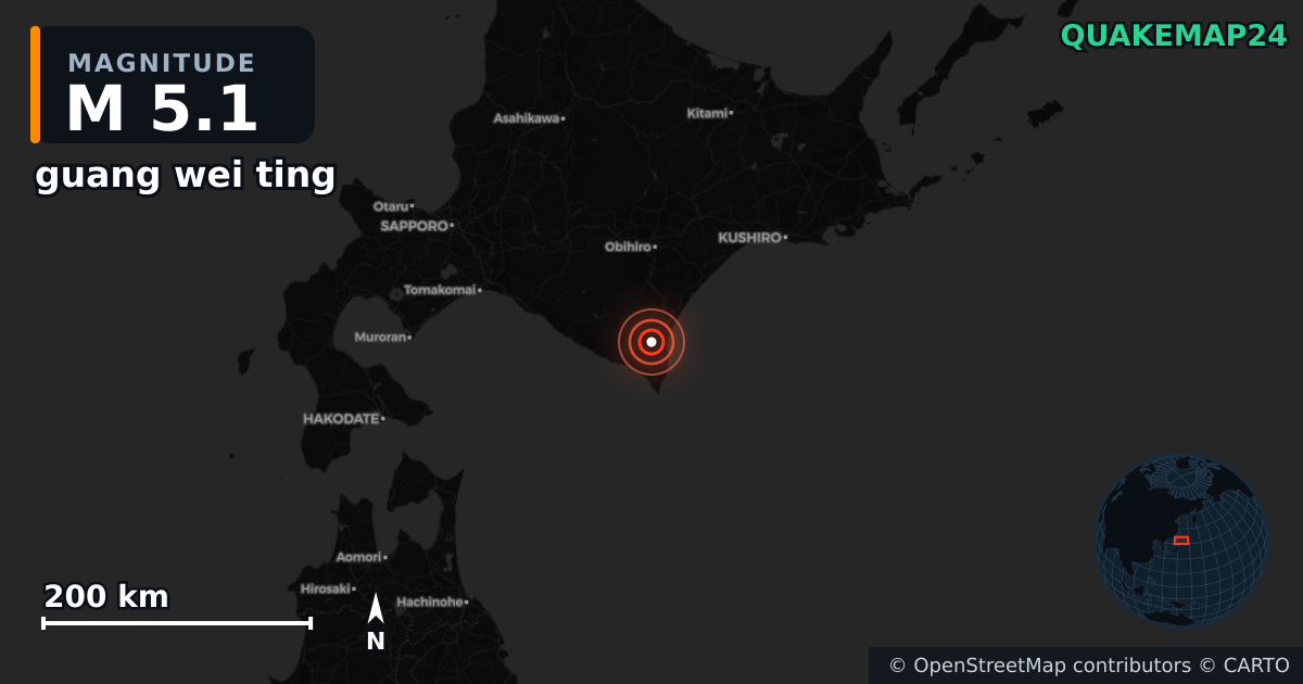 M5.1 earthquake near guang wei ting on May 26, 2025 — map of epicenter and shaking intensity | QuakeMap24