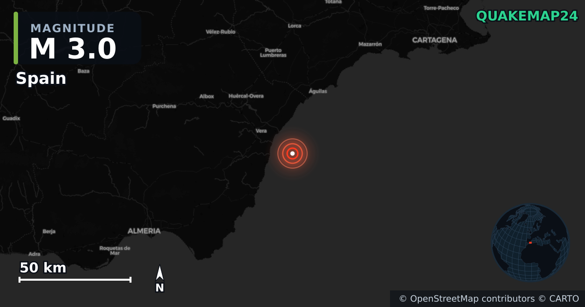 Sismo de M3,0 perto de Spain (Espanha) · 2026-09-29 — Mapa da localização do epicentro