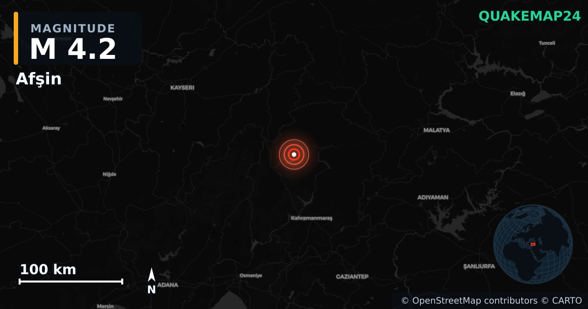 Sismo de M4,2 perto de CENTRAL TURKEY (Turquia) · 2025-12-19 — Mapa da localização do epicentro