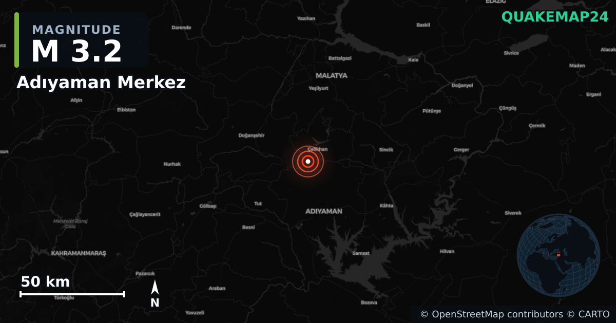Erdbeben M3,2 bei EASTERN TURKEY (Türkei) · 2025-12-22 — Karte der Lage des Epizentrums