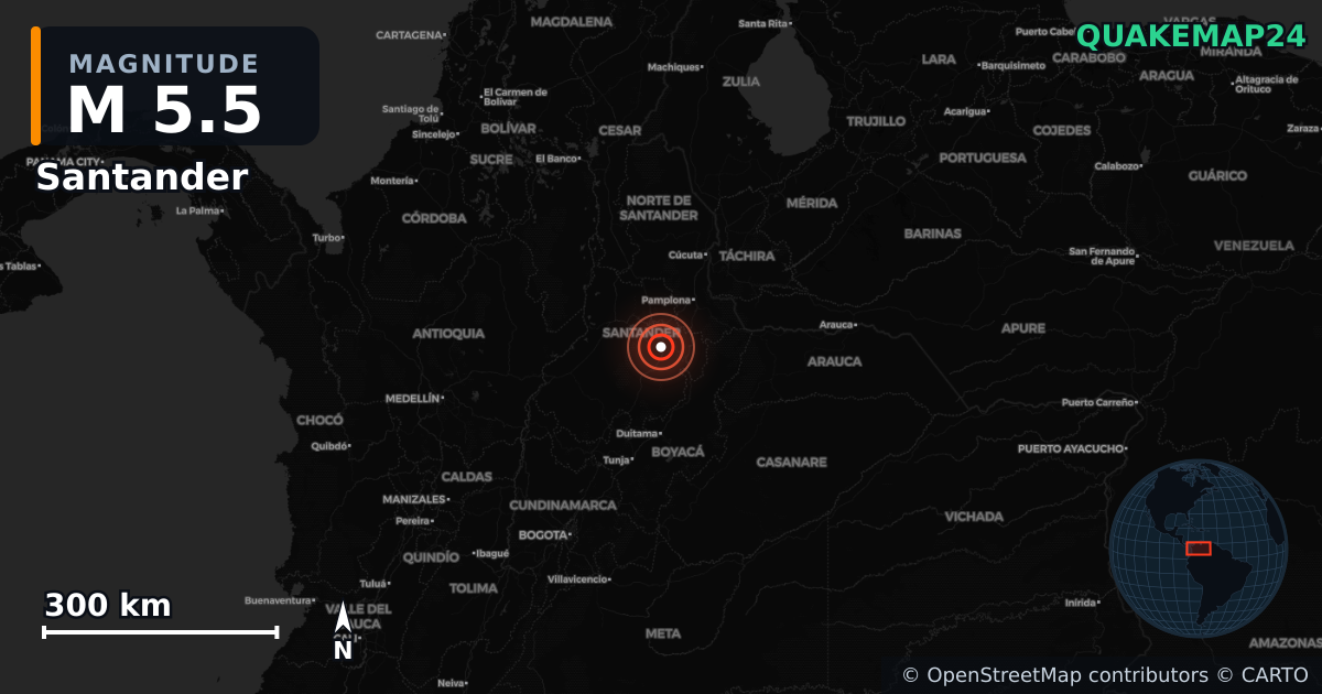 M5.5 earthquake near Santander on Dec 10, 2025 — map of epicenter and shaking intensity | QuakeMap24