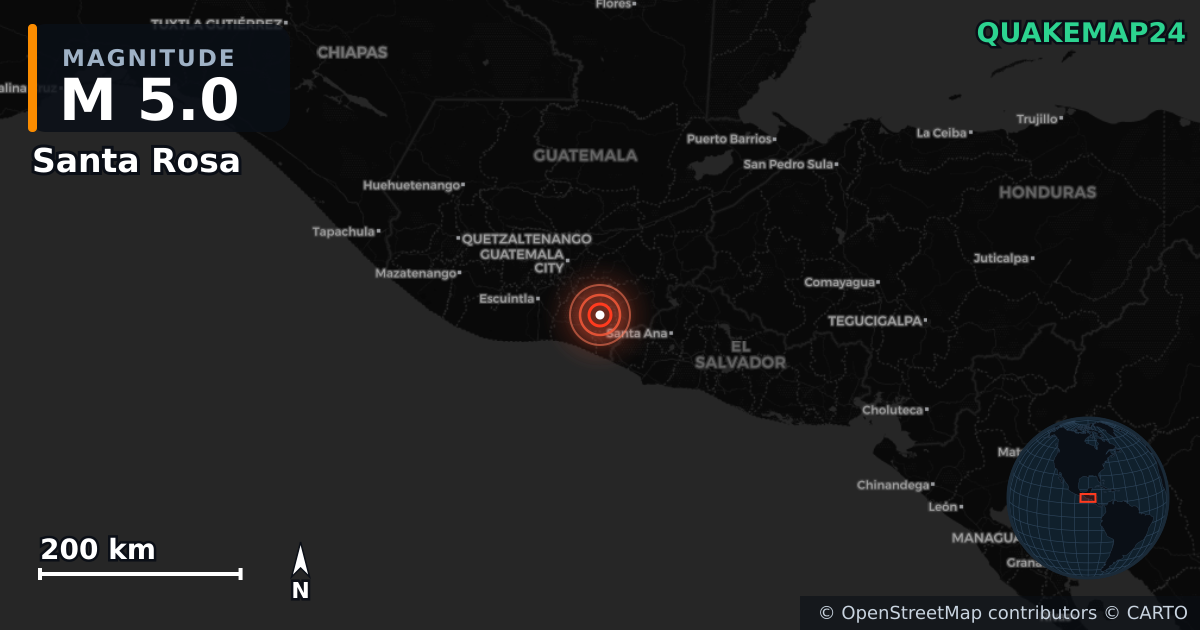 M5.0 earthquake near Santa Rosa on Jul 10, 2025 — map of epicenter and shaking intensity | QuakeMap24