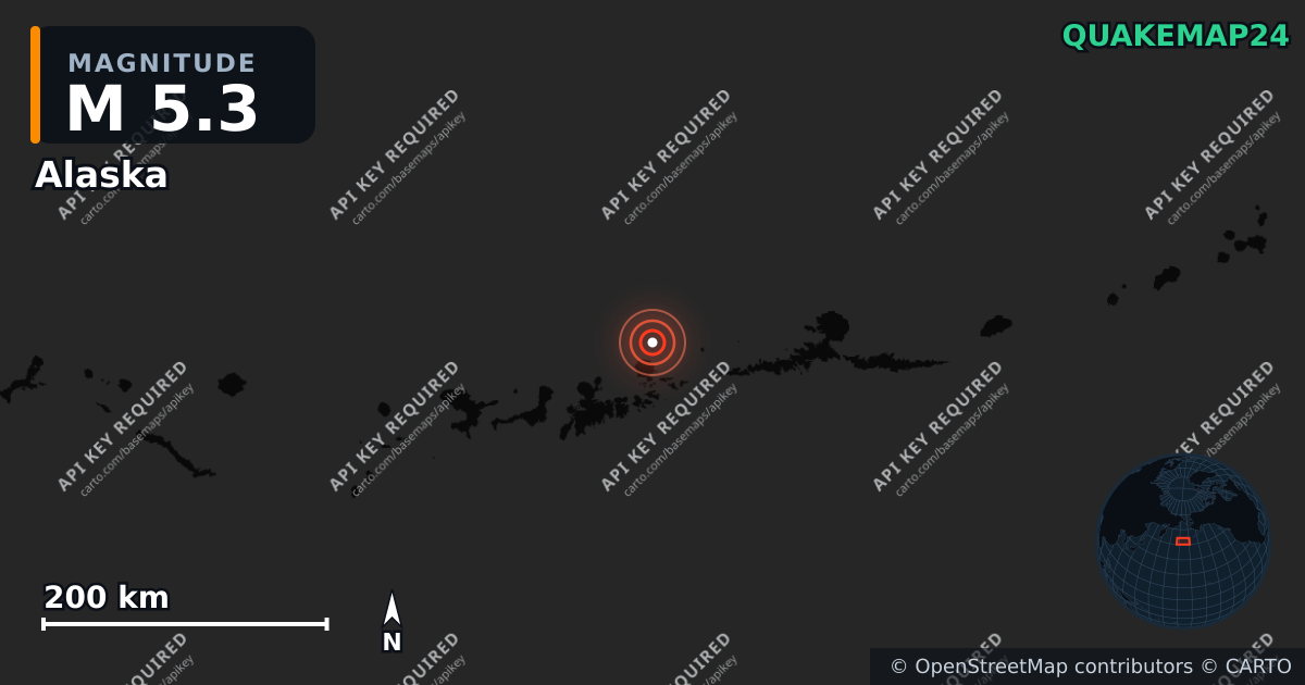 M5.3 earthquake near Alaska on Feb 10, 2026 — map of epicenter and shaking intensity | QuakeMap24