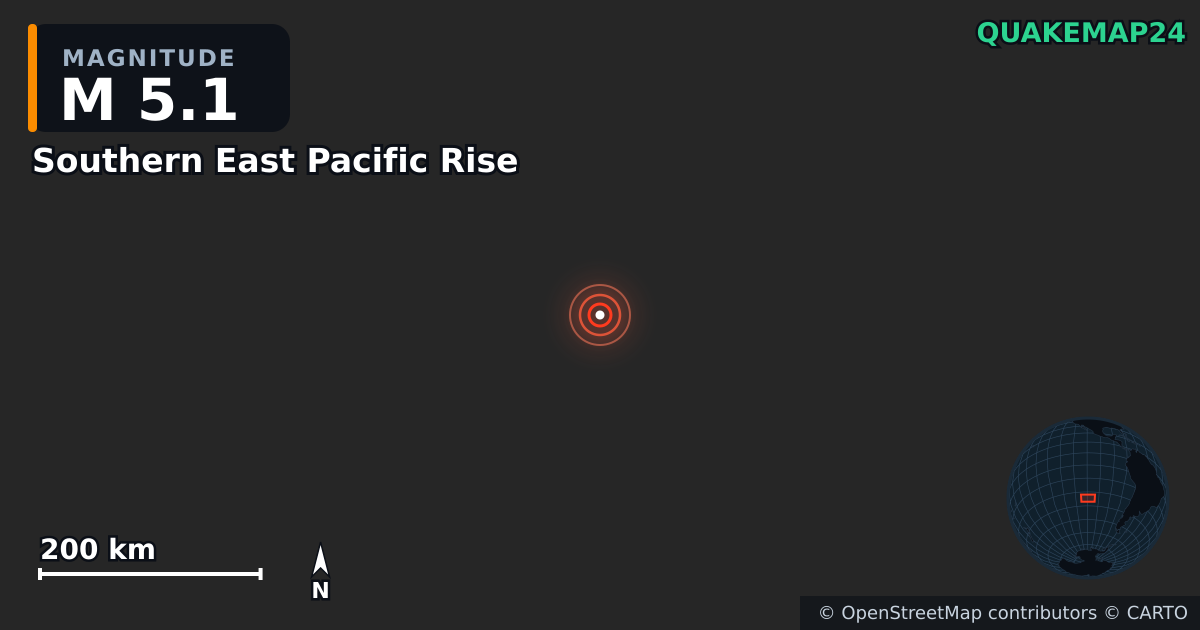 M5.1 Earthquake near Southern East Pacific Rise · 2026-01-30 — Map showing the location of the epicenter