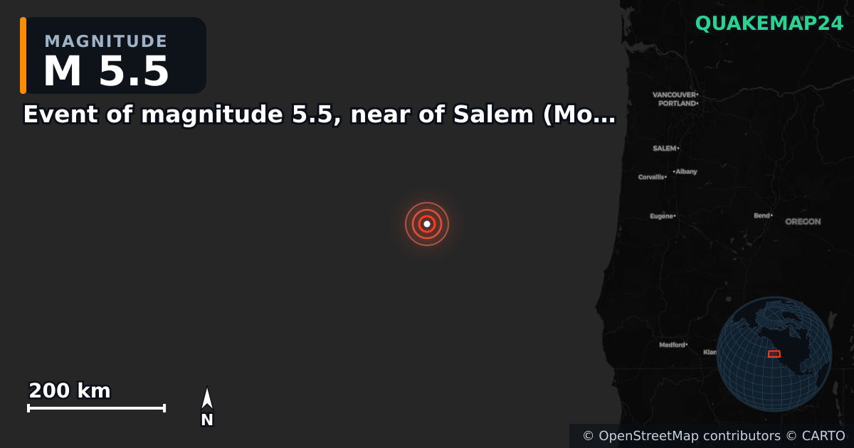 Erdbeben M5,5 bei Event of magnitude 5.5, near of Salem (Monde) · 2026-01-16 — Karte der Lage des Epizentrums