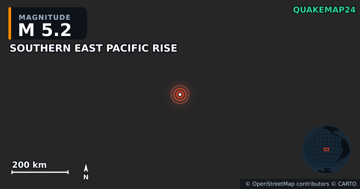 Erdbeben M5,2 bei SOUTHERN EAST PACIFIC RISE — Karte der Lage des Epizentrums