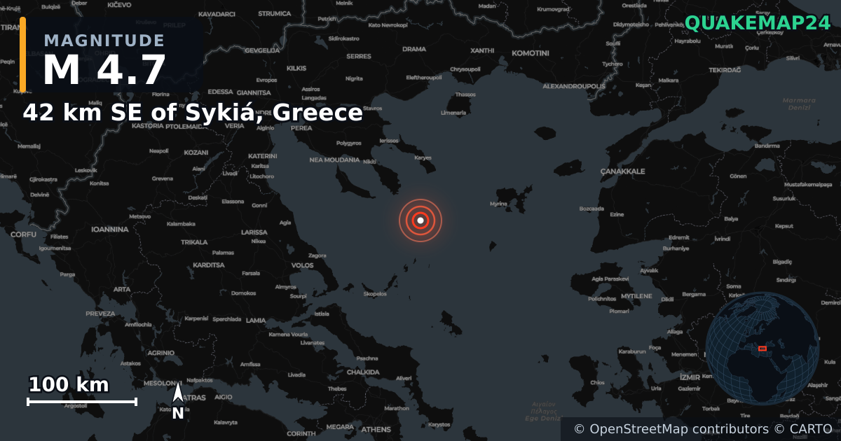 Erdbeben M4,7 bei Greece (Griechenland) · 2026-10-30 — Karte der Lage des Epizentrums
