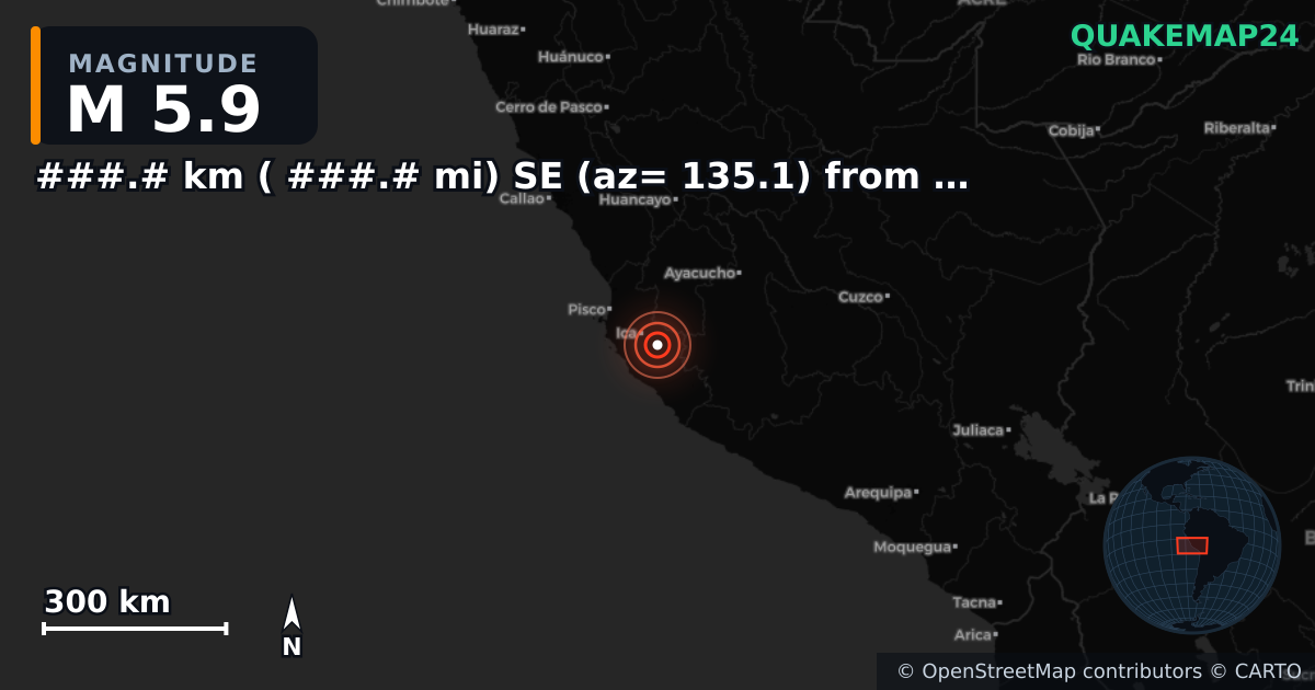 M5.9 earthquake near ###.# km ( ###.# mi) SE (az= 135.1) from Fortuna Foothills, AZ on May 19, 2026 — map of epicenter and shaking intensity | QuakeMap24