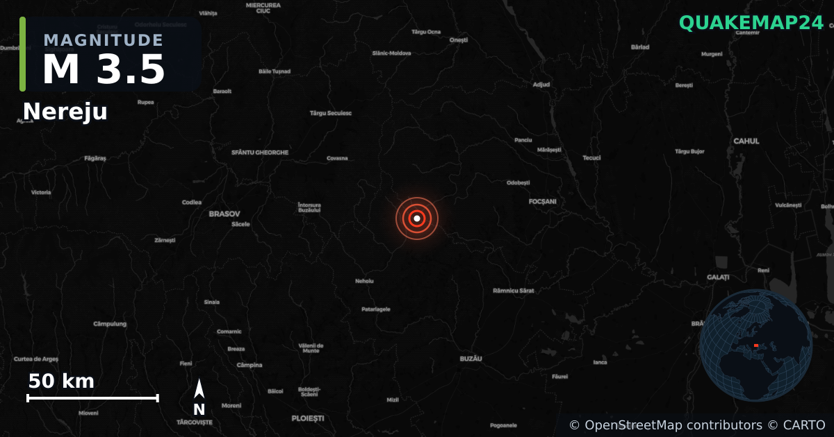 M3.5 earthquake near Nereju on May 16, 2026 — map of epicenter and shaking intensity | QuakeMap24