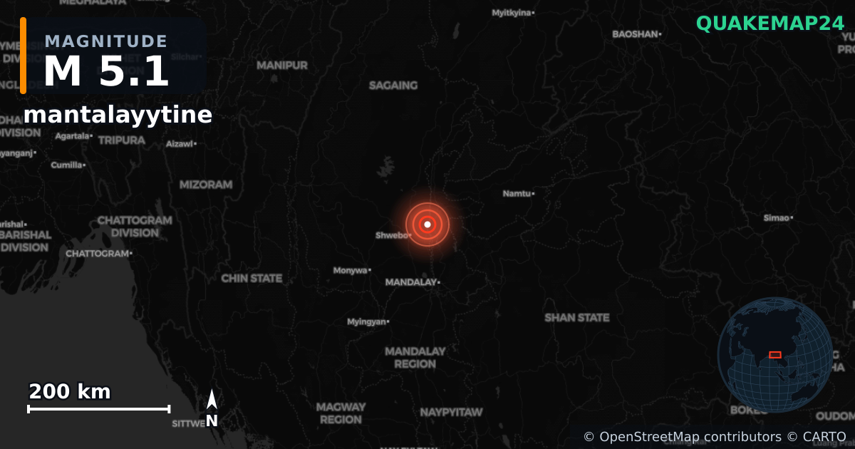 M5.1 earthquake near mantalayytine on Jul 18, 2025 — map of epicenter and shaking intensity | QuakeMap24