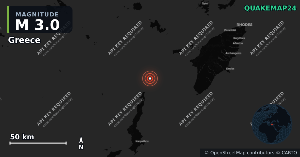 M3.0 earthquake near Greece on Aug 30, 2026 — map of epicenter and shaking intensity | QuakeMap24