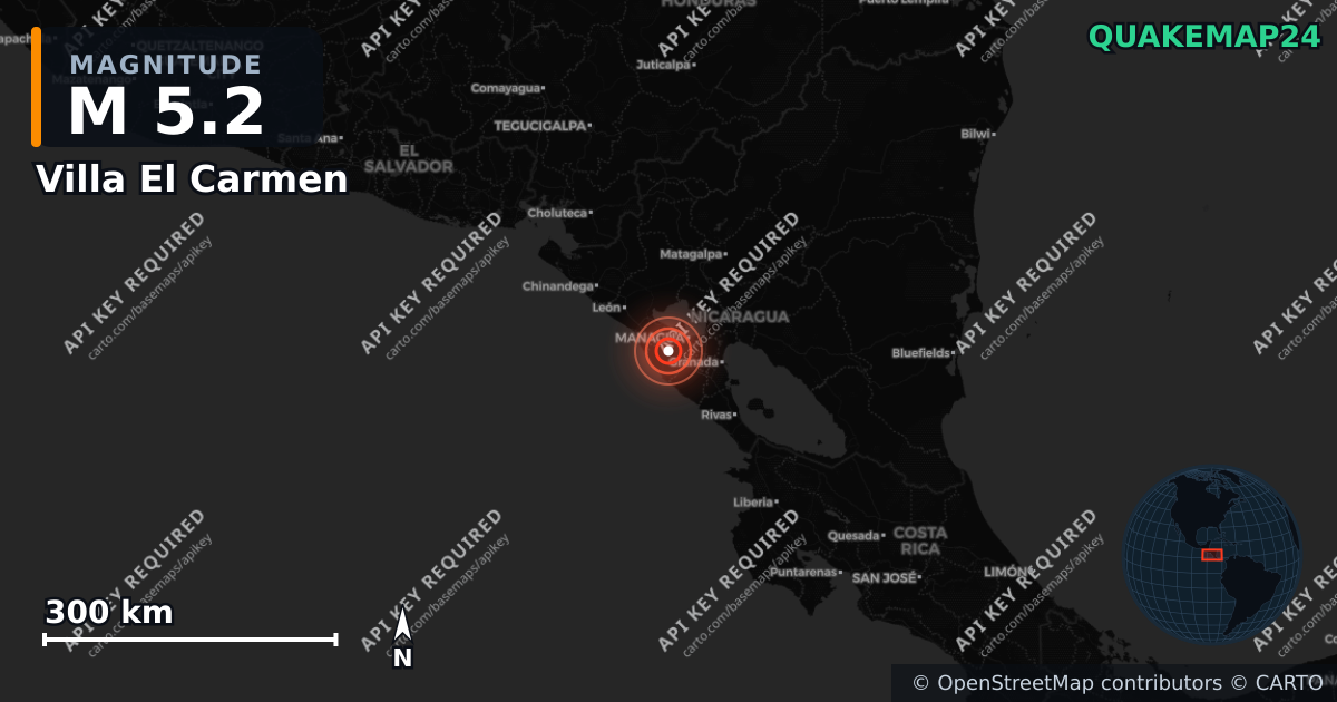 M5.2 earthquake near Villa El Carmen on Jun 26, 2026 — map of epicenter and shaking intensity | QuakeMap24
