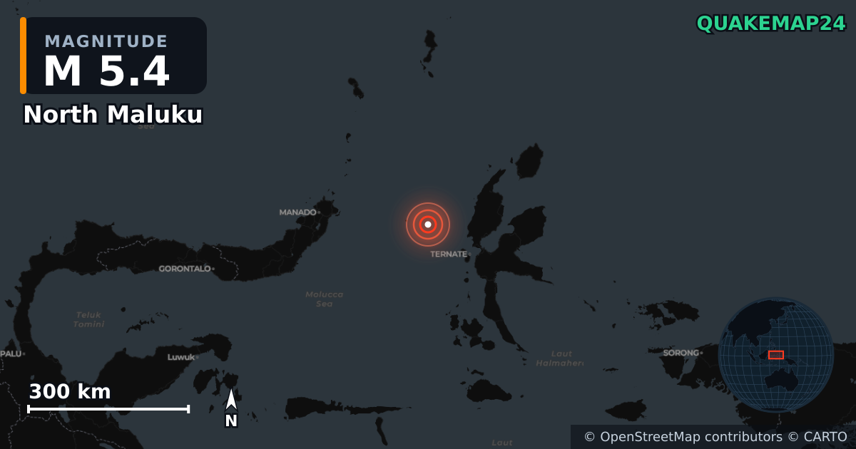 Σεισμός M5,4 κοντά στο North Maluku (Ινδονησία) · 2026-04-03 — Χάρτης της θέσης του επικέντρου
