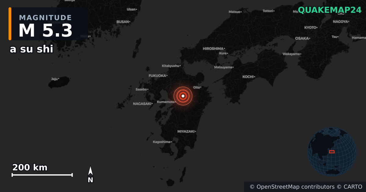 M5.3 earthquake near a su shi on Nov 25, 2025 — map of epicenter and shaking intensity | QuakeMap24
