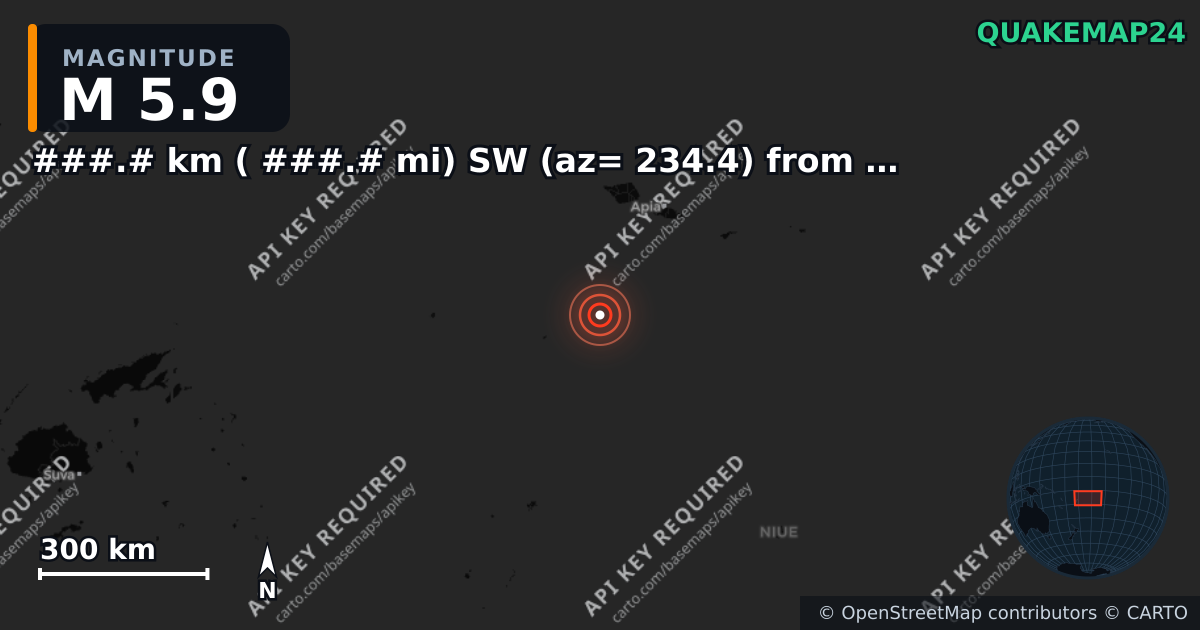 M5.9 earthquake near ###.# km ( ###.# mi) SW (az= 234.4) from San Miguel Is., CA on Mar 22, 2026 — map of epicenter and shaking intensity | QuakeMap24