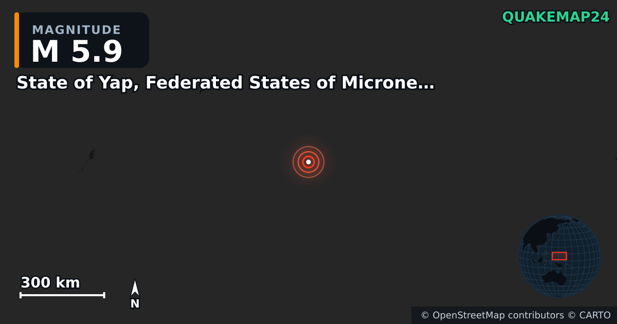 Erdbeben M5,9 bei State of Yap, Federated States of Micronesia — Karte der Lage des Epizentrums