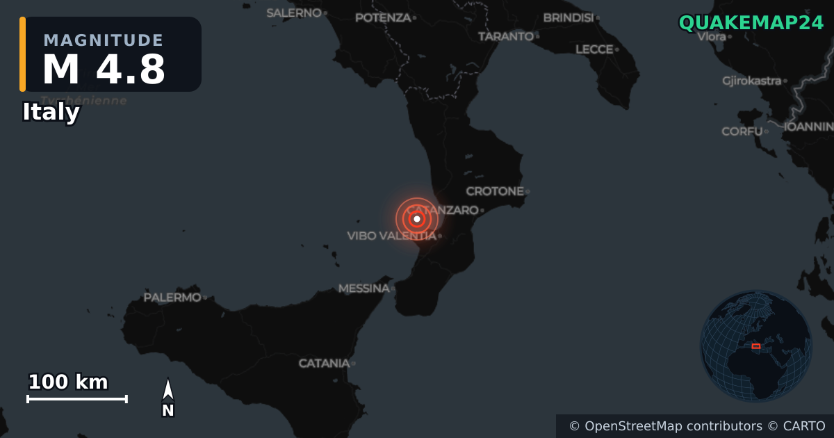 Σεισμός M4,8 κοντά στο Italy (Ιταλία) · 2026-10-23 — Χάρτης της θέσης του επικέντρου