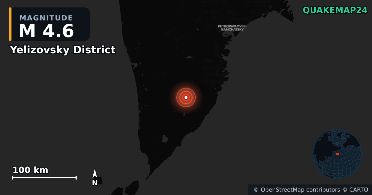 M4.6 Earthquake near Yelizovsky District, Kamchatka Krai (Russia ...