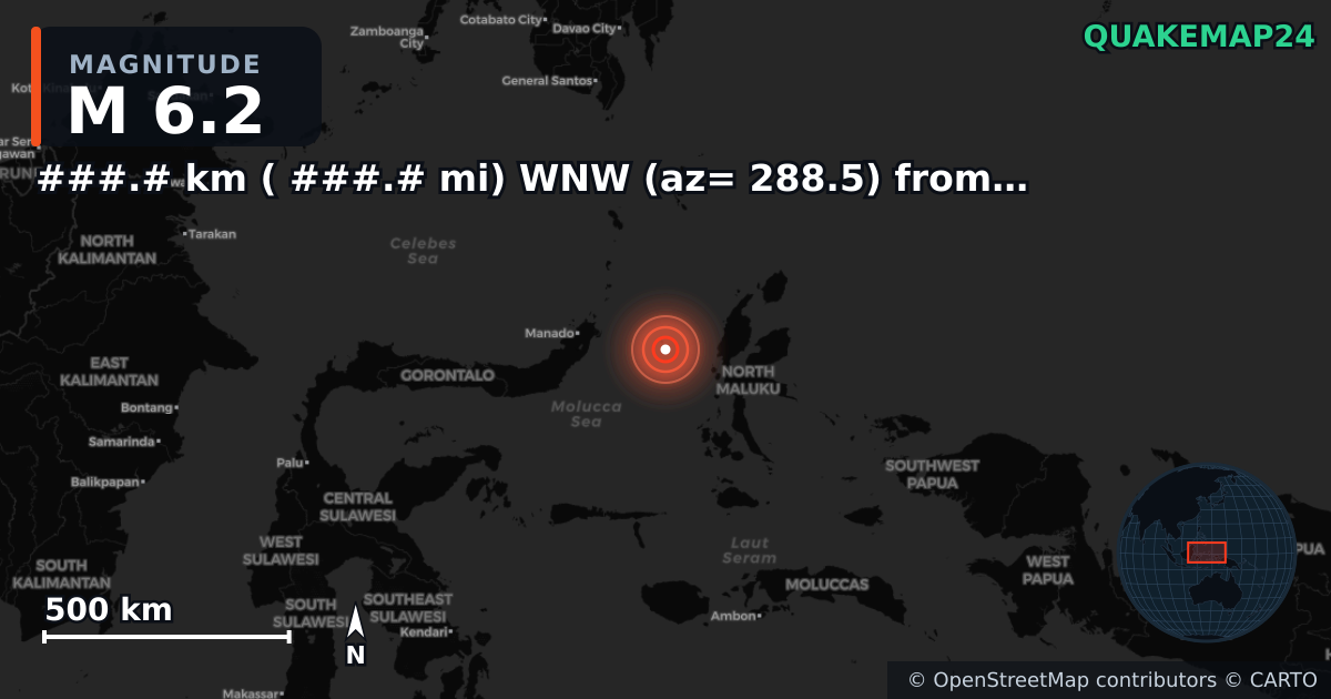 Erdbeben M6,2 bei ###.# km ( ###.# mi) WNW (az= 288.5) from Quartzsite, AZ · 2026-04-02 — Karte der Lage des Epizentrums