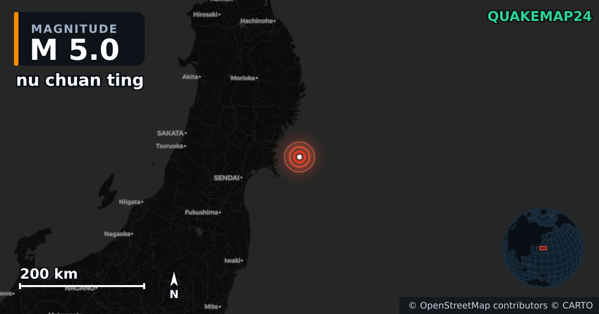 M5.0 earthquake near nu chuan ting on Jun 14, 2025 — map of epicenter and shaking intensity | QuakeMap24