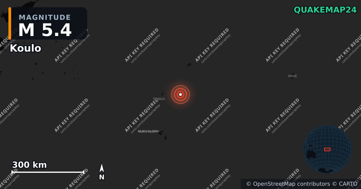 M5.4 earthquake near Koulo on Sep 1, 2026 — map of epicenter and shaking intensity | QuakeMap24