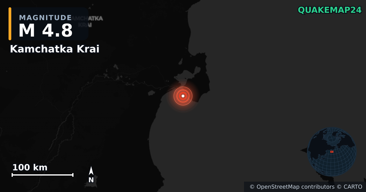Erdbeben M4,8 bei Kamchatka Krai (Russland) · 2026-09-18 — Karte der Lage des Epizentrums