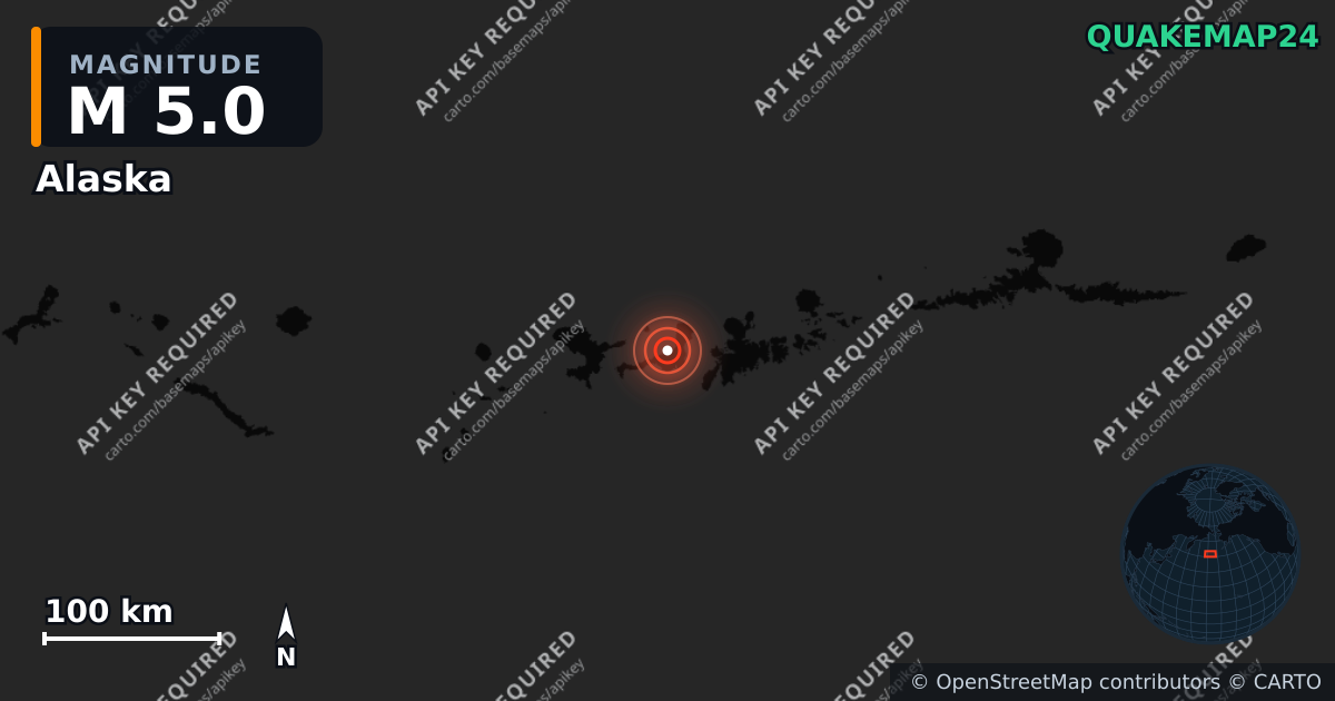 M5.0 earthquake near Alaska on Jun 3, 2025 — map of epicenter and shaking intensity | QuakeMap24