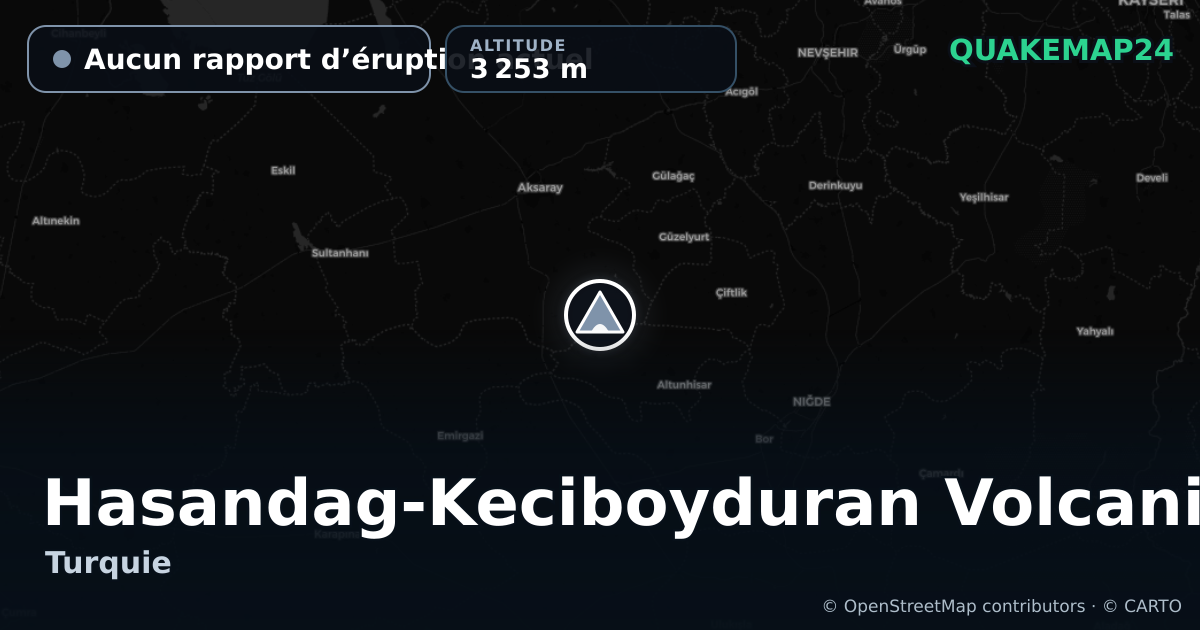 Hasandag-Keciboyduran Volcanic Complex · Aucun rapport d’éruption actuel · 3 253 m