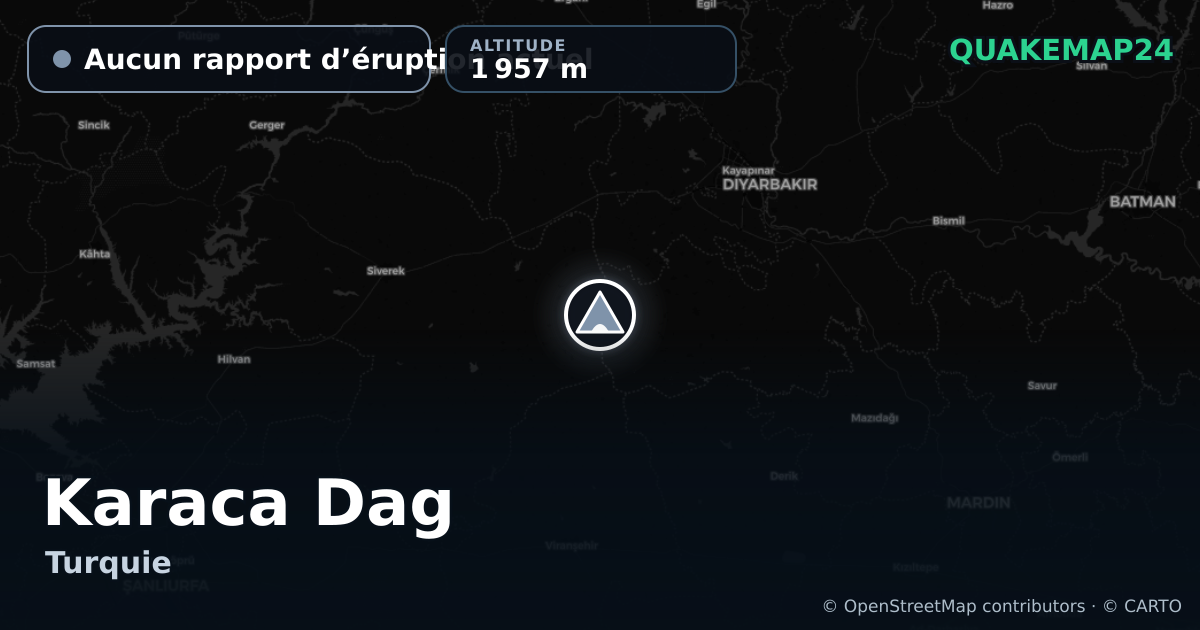 Karaca Dag · Aucun rapport d’éruption actuel · 1 957 m