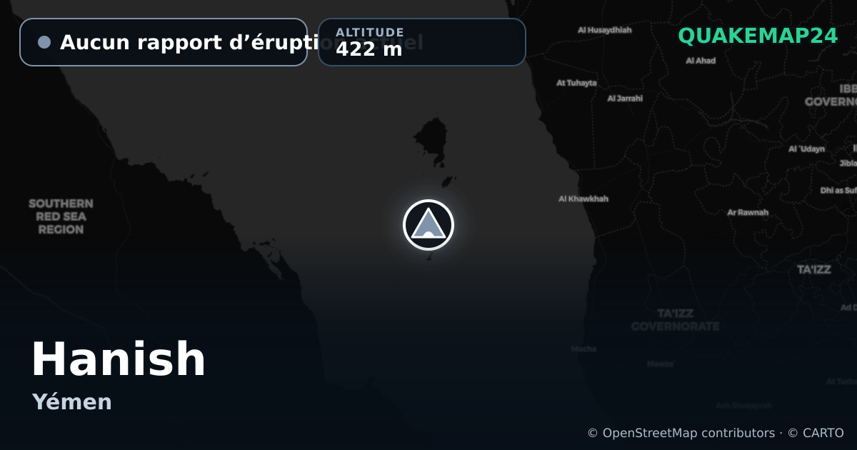 Hanish · Aucun rapport d’éruption actuel · 422 m