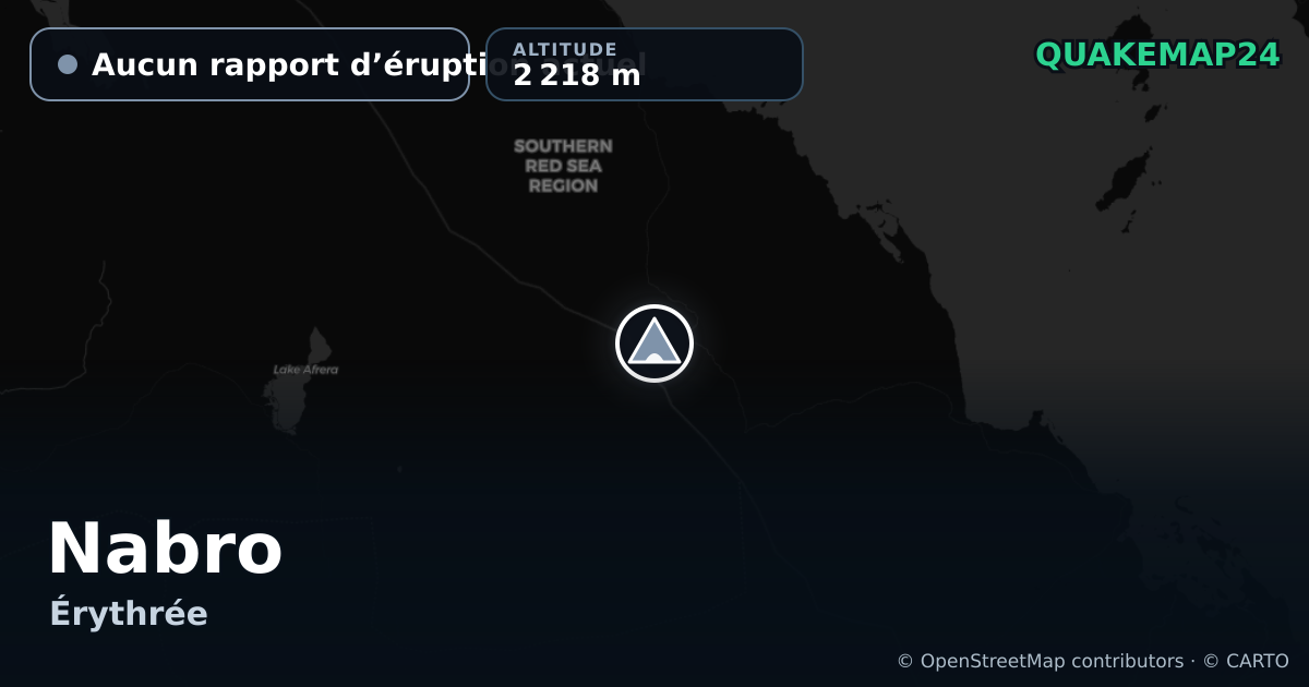 Nabro · Aucun rapport d’éruption actuel · 2 218 m