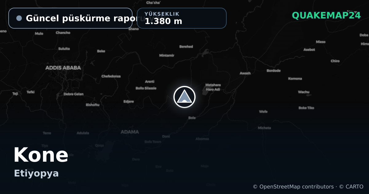 Kone · Güncel püskürme raporu yok · 1.380 m