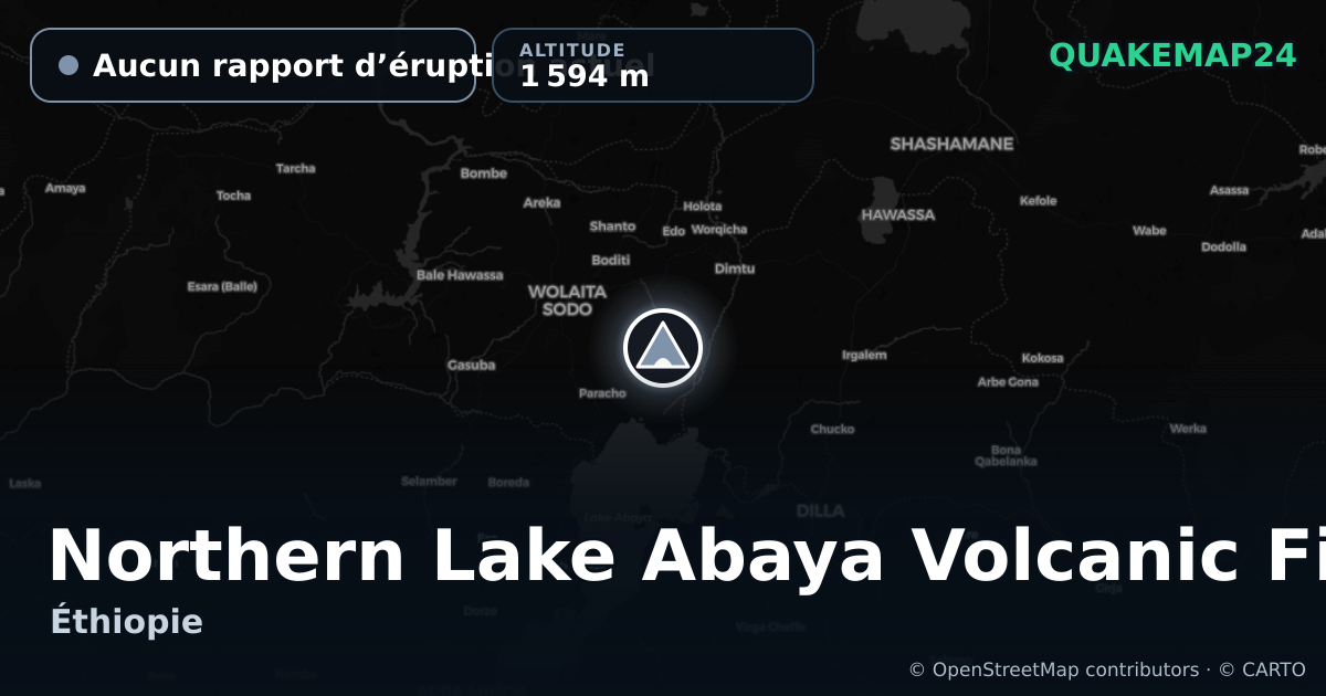 Northern Lake Abaya Volcanic Field · Aucun rapport d’éruption actuel · 1 594 m