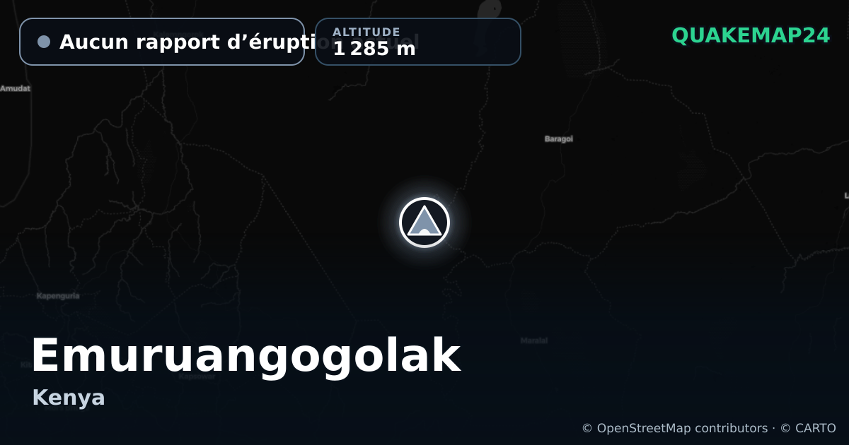 Emuruangogolak · Aucun rapport d’éruption actuel · 1 285 m