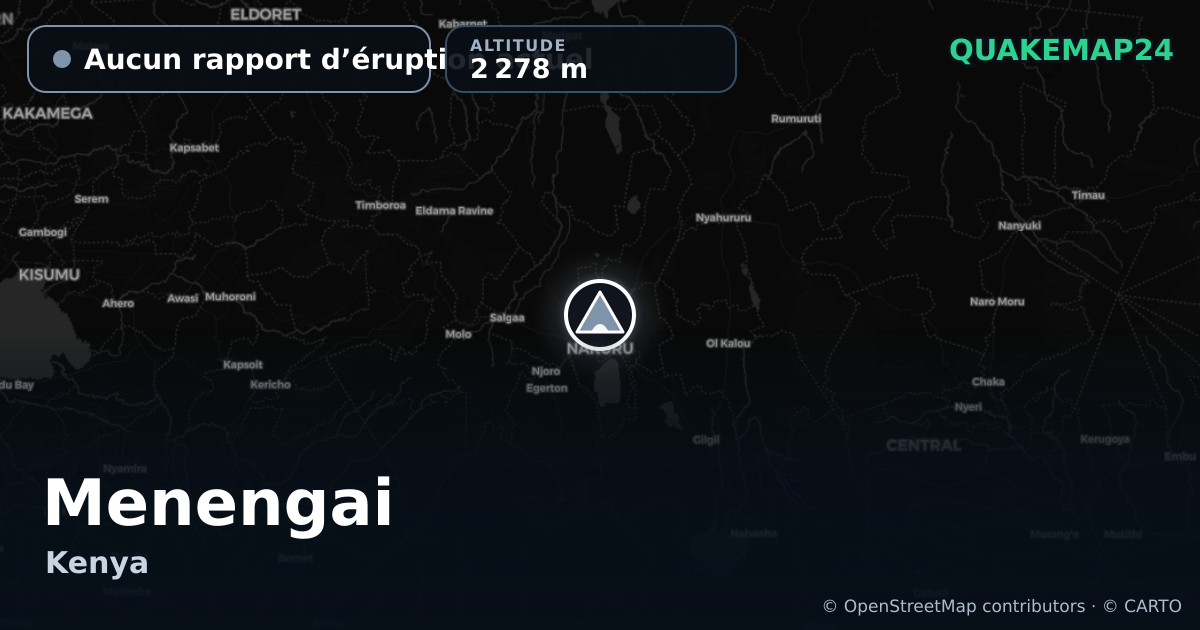 Menengai · Aucun rapport d’éruption actuel · 2 278 m